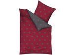 Wendebettwäsche KAEPPEL "Stars", rot (rubin), B/L: 155cm x 220cm, 1 Stk., 1 Stk., Feinbiber, B/L: 80cm x 80cm, 2 Stk., Feinbiber, Obermaterial: 100% Baumwolle, Bettwäsche, Wendebettwäsche, mit Sternen