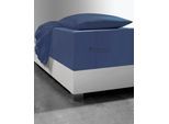 Spannbettlaken FLEURESSE "Comfort XL", blau (denim), 1 Stk., Mako-Jersey, 140x200 140x210 140x220 150x200 150x210 150x220 160x200 160x210 160x220 40cm, Mako-Jersey, Obermaterial: 96% Baumwolle, 4% Elasthan (LYCRA), Bettlaken, Spannbettlaken, Mako-Jersey, für Matratzen bis 40 cm Höhe, Bettlaken, Spannbetttuch