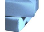 Spannbettlaken FLEURESSE "Ines hochwertiger Jersey aus reiner Baumwolle", blau (mittelblau), B:150cm L:200cm, Jersey, Obermaterial: 100% Baumwolle, Bettlaken, Spannbettlaken, aus Baumwolle, für Matratzen bis 23 cm Höhe, Bettlaken, Spannbetttuch