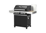 Rösle Gasgrill Videro G4-Sb Vario+, Schwarz, Metall, 57x118x138 cm, Deckel mit Sichtfenster, Seitenablage, Temperaturanzeige, herausnehmbare Fettauffangbox, Rädern, 2 gebremsten Sideburner, Warmhalterost, Infrarot-Backburner, Besteckhalter, Druckregler, stufenlos regulierbar, Grills & Outdoor-Küchen, Gasgrills