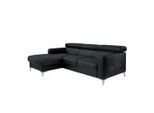 Livetastic , Schwarz , Textil , Ottomane links, L-Form , 226x169 cm , Made in EU , Rücken echt, Armteil links, Armteil rechts ,