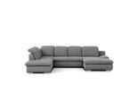 Livetastic , Dunkelgrau , Textil , Ottomane links, U-Form , 353x212 cm , Made in EU , seitenverkehrt erhältlich, Hocker erhältlich, Rücken echt, Armteil rechts ,