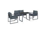 Beldano , Schwarz, Dunkelgrau , Metall, Glas, Textil , Füllung: Schaumstoff,Polyester , Gartenmöbel, Loungemöbel, Loungegarnituren
