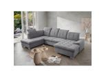 Livetastic , Dunkelgrau , Textil , Uni , Ottomane links, U-Form , 330x212 cm , Made in EU , Liegefunktion, seitenverkehrt erhältlich, Schlafen auf Sitzhöhe, Rücken echt, Armteil links ,