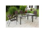 Gardenson , Braun, Graphitfarben , Metall, Kunststoff , Uni , Tisch ausziehbar, Stühle stapelbar, Tisch mit Glasplatte , Gartenmöbel, Gartenmöbel-Sets, Gartengarnituren