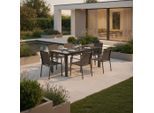 Gardenson , Graphitfarben , Metall, Glas , rechteckig , 80-120x75.5x70 cm , ausziehbar , Gartenmöbel, Gartentische, Gartentische ausziehbar