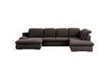Livetastic , Braun , Textil , Ottomane rechts, U-Form , 353x212 cm , Made in EU , Hocker erhältlich, Rücken echt, Armteil links ,