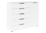 Rauch Möbel , Weiß, Chromfarben , Holzwerkstoff , 5 Schublade(n) Schubladen , 120x100x42 cm , Blauer Engel, BQ - Bündnis für Qualität, Made in Germany ,