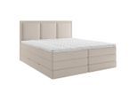 Mid.you , Naturfarben , Holz, Textil, Holzwerkstoff , H2 + H3 , 7-Zonen , 200x220 cm , Bettkasten, gepolstertes Kopfteil, Stoffauswahl, Topper durchgehend, Wendematratze mit unterschiedlichen Härtegraden, in verschiedenen Größen erhältlich ,
