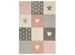 Möbelix , Grau, Hellrosa , Textil , Stern , rechteckig , 120x170 cm , ISO 9001, Bsci, Oeko-Tex® Standard 100 , für Fußbodenheizung geeignet, in verschiedenen Größen erhältlich, pflegeleicht, leicht zusammenrollbar , Teppiche & Böden, Teppiche, Kinderteppiche