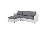 P & B , Grau, Weiß , Textil , Füllung: Schaumstoffflocken , Ottomane rechts, Ottomane links, seitenverkehrt montierbar , 228x147 cm , Wohnzimmer, Sofas & Couches, Schlafsofas, Ecksofas mit Schlaffunktion