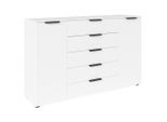 Rauch Möbel , Weiß, Graphitfarben , Holzwerkstoff , 4 Fächer , 5 Schublade(n) Schubladen , 160x100x42 cm , Made in Germany, BQ - Bündnis für Qualität, Blauer Engel ,