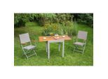 Gardenson , Grau, Silberfarben, Akaziefarben , Holz, Metall, Textil , Akazie , Hartholz , 57x92x60 cm , FSC , klappbar , Gartenmöbel, Gartensessel, Klappsessel
