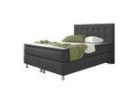 Mid.you , Anthrazit , Textil , H3 , 140x115x210 cm , Oeko-Tex® Standard 100 , Matratze, gepolstertes Kopfteil, Federkernmatratze, Topper durchgehend, Kingsize, Partnermatratze mit durchgehendem Bezug ,