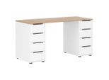 Mid.you , Weiß, Eichefarben , Holzwerkstoff , 8 Schublade(n) Schubladen , rechteckig , 140x73.1x55.5 cm , in verschiedenen Holz-Dekoren erhältlich , Büromöbel, Schreibtische, Schreibtische