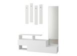 Livetastic , Weiß , Holzwerkstoff , 137x154x35 cm , Schuhablage, Hutablage, Jackenhalter ,