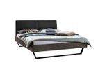 Hasena , Anthrazit, Grau, Akaziefarben , Holz , Akazie , massiv , 140x200 cm , gepolstertes Kopfteil, in verschiedenen Größen erhältlich ,