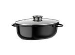 GSW , Schwarz , Metall , 8.5 l , oval , 25x38 cm , ISO 9001 , mit Dampfablass, backofengeeignet, mit Aromaknopf,hitzebeständige Griffe, backofengeeignet, kratzfest, rostfrei, antihaftbeschichtet, energiesparend, Deckel hitzebeständig, Thermoboden, schadstofffrei gemäß EU-Standards , Kochen & Essen, Töpfe, Bräter