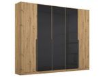 Rauch Möbel , Anthrazit, Eiche Artisan , Glas, Holzwerkstoff , 3 Fächer , 225x210x54 cm , Blauer Engel, Goldenes M, Made in Germany , Schlafzimmer, Kleiderschränke, Drehtürenschränke