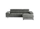 Mid.you , Grau , Textil , Ottomane rechts, L-Form , 267x165 cm , Stoffauswahl, Rücken echt, Armteil links , Wohnzimmer, Sofas & Couches, Schlafsofas, Ecksofas mit Schlaffunktion