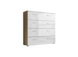 Mid.you , Weiß, Weiß Hochglanz , Holzwerkstoff , 4 Schublade(n) Schubladen , 88x91x32 cm , Made in Germany , erweiterbar, stehend , Kleinmöbel, Kommoden, Sideboards