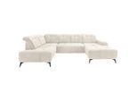Livetastic , Creme , Textil , Uni , U-Form, Ottomane links , 337x200 cm , Made in EU , Typenauswahl, Stoffauswahl, seitenverkehrt erhältlich, Rücken echt, elektrischer Sitzvorzug ,