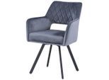 Möbelix , Grau, Schwarz , Metall, Textil , Füllung: Schaumstoff, Taschenfederkern , 57x86x61 cm , Esszimmer, Esszimmerstühle, Polsterstühle