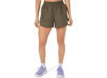 Laufshorts ASICS "NAGINO RUN ADJUSTABLE 4IN SHORT", Damen, Gr. XL, N-Gr, schwarz olive, Obermaterial: 100% Polyester, Hosen