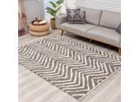 Hochflor-Teppich CARPET CITY "Pulpy 531" Gr. 3, grau, B:160cm H:30mm L:230cm, Kunstfaser, Teppiche, Fransenteppich, besonders weich, mit Fransen, Zickzack Look