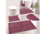 Badematte MY HOME "Juna, Badvorleger, Badezimmer Teppich, Zen, Scandi, Boho" Gr. 1, lila (beere), H:15mm, Baumwolle, Badematten, Badematte, Baumwolle, Hoch-Tief-Effekt, weich