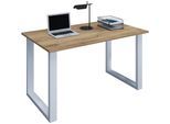 Schreibtisch VCM "Schreibtisch Bürotisch Computertisch 140x80 Lona U", braun (silber, honig, eiche), B:140cm T:80cm, Tische, Schreibtisch