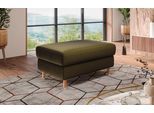 Polsterhocker HOME AFFAIRE "Calypso", grün (olive), B:100cm H:48cm T:65cm, 100%Polyester, Hocker, Polsterhocker, Holzfuesse mit Metallteller