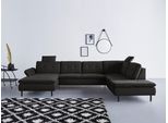 Wohnlandschaft HOME AFFAIRE "Birkholm U-Form", schwarz, B:347cm H:83cm T:226cm, 100% Polyester, Sofas, Wohnlandschaft, Armlehnverstellung, auch in Easy Clean Bezug - mit Wasser zu reinigen