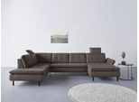 Wohnlandschaft HOME AFFAIRE "Birkholm U-Form", grau (anthrazit), B:347cm H:83cm T:226cm, 100% Polyester, Sofas, Wohnlandschaft, Armlehnverstellung, auch in Easy Clean Bezug - mit Wasser zu reinigen