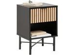 Nachtkästchen Madrid Schwarz/Naturfarben massiv