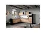 Eckküche Turin mit Geräten ca. 240x300 cm Graphit/Eiche