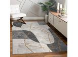 Teppich PACO HOME "Tuana 217", grau, B:160cm H:15mm L:230cm, Polypropylen (PP), Teppiche, Teppich, Kurzflor, modernes 3D-Design, Wohnzimmer