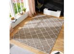 Teppich LUXOR LIVING "Pantin" Gr. 3, braun, B:140cm H:8mm L:200cm, Baumwolle, Teppiche, Teppich, Handweb, Flachgewebe, reine Baumwolle, handgewebt, Rauten Design