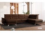 Wohnlandschaft SIT & MORE "Astoria U-Form", braun (dunkelbraun), B:327cm H:91cm T:225cm, 100% Polyester, Sofas, Wohnlandschaft, wahlweise mit motorischer Relaxfunktion