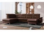 Wohnlandschaft SIT & MORE "Astoria U-Form", braun (dunkelbraun), B:327cm H:91cm T:225cm, 100% Polyester, Sofas, Wohnlandschaft, wahlweise mit motorischer Relaxfunktion