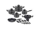 GSW , Schwarz , Metall , 16 cm , 1.5 l , ISO 9001 , backofengeeignet, kratzfest, rostfrei, Griffe werden nicht heiß, geschmacksneutral, optimale Wärmeverteilung, leichte Reinigung, schadstofffrei gemäß EU-Standards,mit Dampfablass, backofengeeignet , Kochen & Essen, Töpfe, Kochtopfsets
