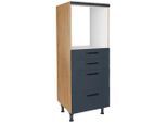 Nobilia , Blau, Eichefarben , Holzwerkstoff , 4 Schublade(n) Schubladen , nur wie online abgebildet bestellbar , 60x168x58 cm , Blauer Engel, Pefc, Goldenes M, Made in Germany, DGM-Klimapakt , Küche, Küchenblöcke, Küchenschränke, Küchenumbauschränke