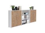 Mid.you , Weiß, Eichefarben , Holzwerkstoff , 6 Fächer , 253.2x113.6x33 cm , Made in Germany , erweiterbar, in verschiedenen Größen erhältlich, abschließbar , Büromöbel, Aktenschränke & Aktenregale, Aktenschränke