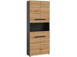 Mid.you , Dunkelgrau, Eiche Artisan , Holzwerkstoff , 2 Fächer , 1 Schublade(n) Schubladen , 76x193x34 cm , FSC MIX , Badezimmer, Badezimmermöbel, Badezimmerschränke, Badezimmer Hochschränke