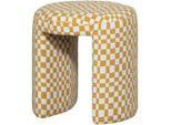 Livetastic , Gelb, Weiß , Textil , Karo , rund , 45x47x45 cm , Wohnzimmer, Hocker