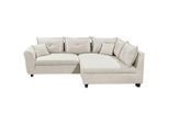 Livetastic , Beige , Textil , Füllung: Schaumstoffflocken,Schaumstoffflocken , Ottomane rechts, L-Form , 252x175 cm , Made in EU , Schlafen auf Sitzhöhe, Rücken echt ,