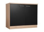 Respekta , Schwarz, Eichefarben , Holzwerkstoff , einzeln stellbar , 100x84.8x60 cm , individuell planbar , Küche, Küchenblöcke, Küchenschränke, Spülenunterschränke