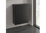 Villeroy und Boch Antao Highboard K47000PD 2 Türen, 814 x 1039 x 356 mm, Front ohne Struktur, Black Matt Lacquer / Black Matt Lacquer