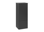 Villeroy und Boch Antao Mittelschrank L43000PD mit Beleuchtung, 1 Tür, 414 x 1039 x 356 mm, Front ohne Struktur, Black Matt Lacquer / Black Matt Lacquer