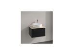 Villeroy und Boch Antao Waschtisch-Unterschrank L18153PD mit Beleuchtung, 2 Auszüge, 600 x 360 x 500 mm, Front mit Struktur, Black Matt Lacquer / Botticino